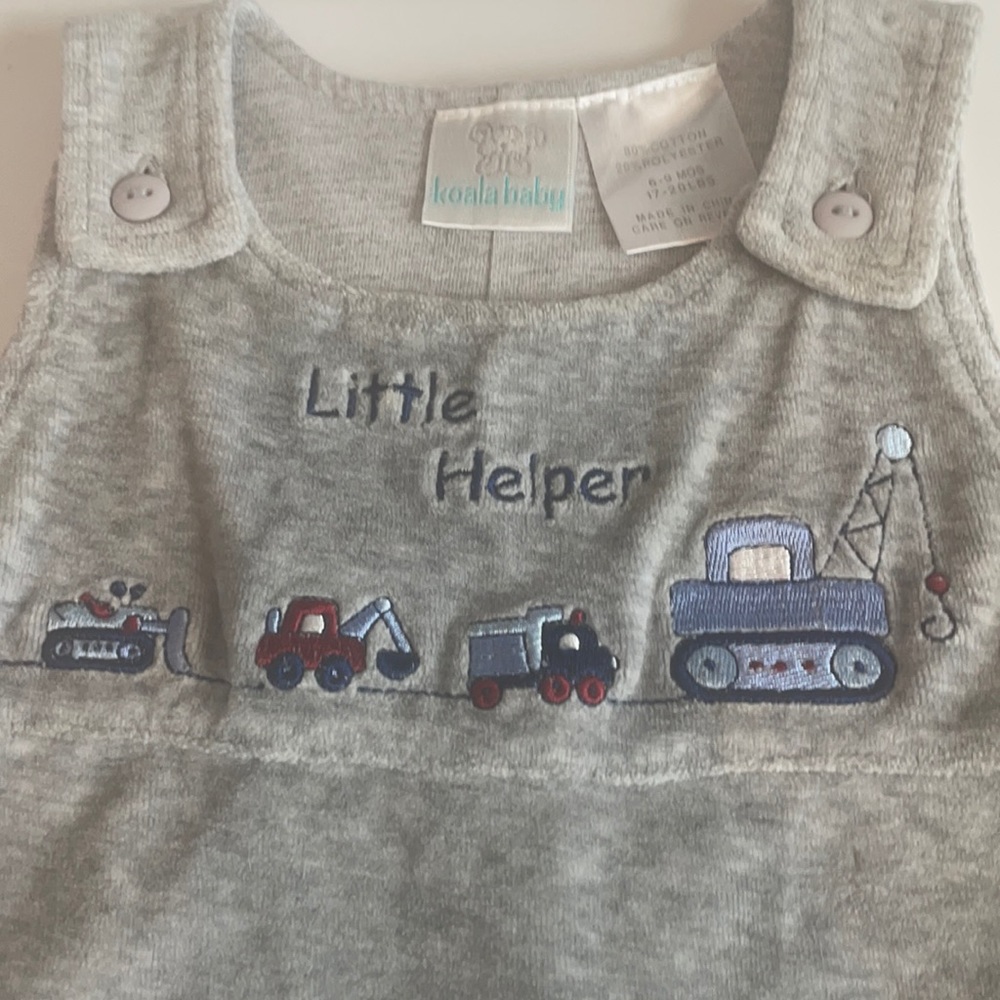 Vtg little helper construction romper 6 9 M baby